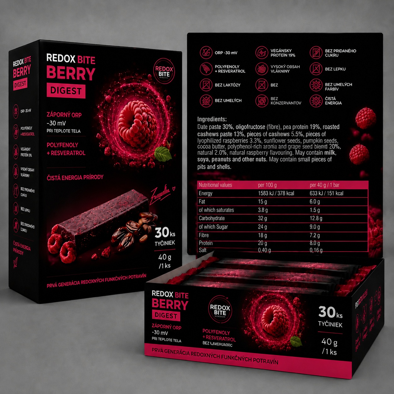 REDOX BITE Berry Digest — výhodné balenie 30 tyčiniek